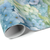 Waterverven van Blue Hydrangea Floral Cadeaupapier (Rol Hoek)