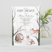 Waterverven van bossen geslachtsneutraal baby show kaart (Staand voorkant)