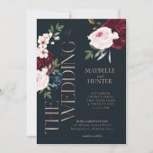 Waterverven van de classy Bold Burgundy en Navy Kaart (Voorkant)