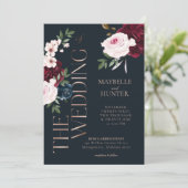 Waterverven van de classy Bold Burgundy en Navy Kaart (Staand voorkant)