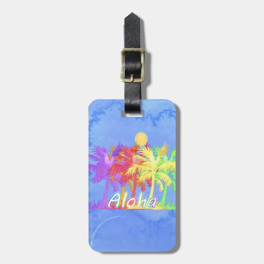 Waterverven van de palmboom van Hawaiin Aloha Bagagelabel (Voorkant verticaal)