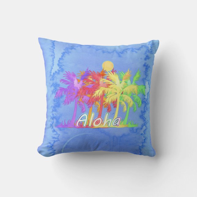 Waterverven van de palmboom van Hawaiin Aloha Kussen (Voorkant)
