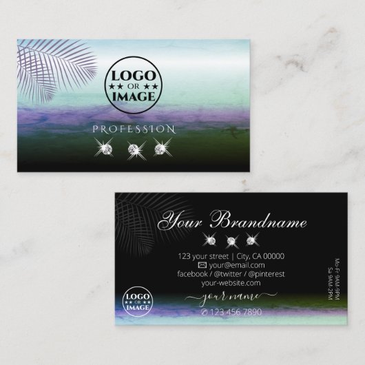 Waterverven van het landschap Mousserende diamante Visitekaartje (Voorkant / Achterkant)