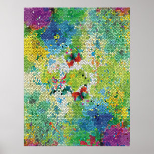 Waterverven van kleurloos gekleurd glas poster