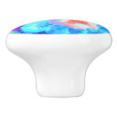 Waterverven van kleurrijke blauwe flora keramische knop (Zijkant)