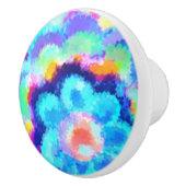 Waterverven van kleurrijke blauwe flora keramische knop (Rechts)