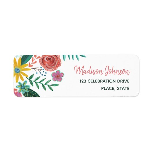 Waterverven van kleurrijke floralen etiket (Voorkant)