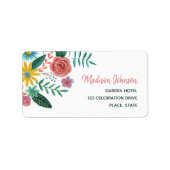 Waterverven van kleurrijke wilde bloemen van de le etiket (Voorkant)