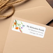 Waterverven van kleurrijke wilde bloemen van de le etiket