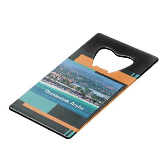 Waterverven van Oranjestad, Aruba Creditkaart Flessenopener (Achterkant Gekanteld)
