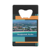 Waterverven van Oranjestad, Aruba Creditkaart Flessenopener (Achterkant)