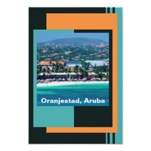 Waterverven van Oranjestad, Aruba Foto Afdruk