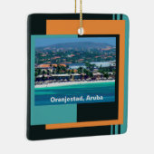 Waterverven van Oranjestad, Aruba Keramisch Ornament (Rechts)