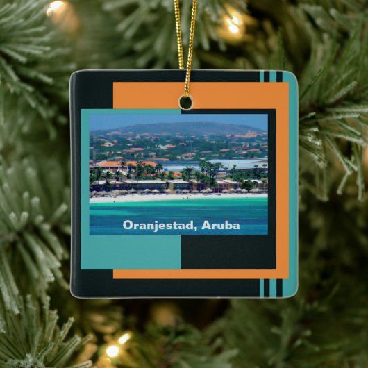 Waterverven van Oranjestad, Aruba Keramisch Ornament (Boom)