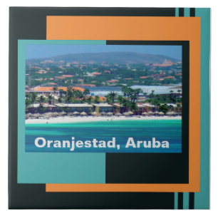 Waterverven van Oranjestad, Aruba Tegeltje