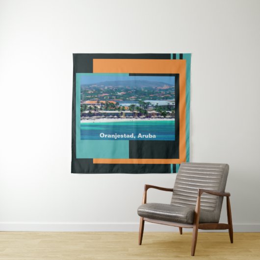 Waterverven van Oranjestad, Aruba Wandkleed (In situ)