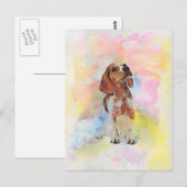 Waterverven van schattige driekleppige puppy dogs briefkaart (Voorkant / Achterkant)