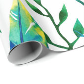 Waterverven, veren en bladeren cadeaupapier (Rol Hoek)