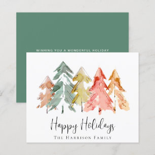 Waterverven voor budgetpineboomgaarden kerstkaart