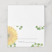 Waterverven voor de bruiloft van zonnebloemen plaatskaartje (Buitenkant ongevouwen)