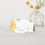 Waterverven voor de bruiloft van zonnebloemen plaatskaartje (Voorkant)