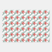 Waterverven voor kerstmis Poinsettia Inpakpapier Vel (Voorkant 3)