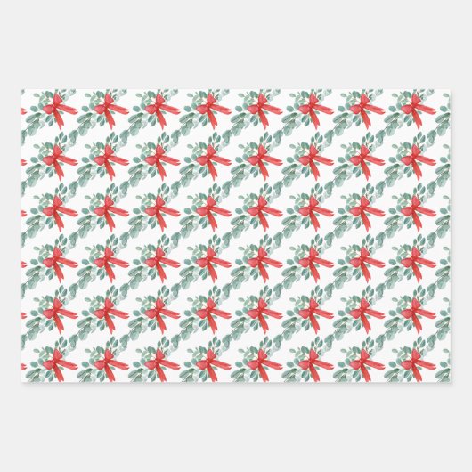 Waterverven voor kerstmis Poinsettia Inpakpapier Vel (Voorkant 3)