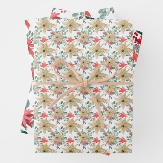 Waterverven voor kerstmis Poinsettia Inpakpapier Vel (In situ)