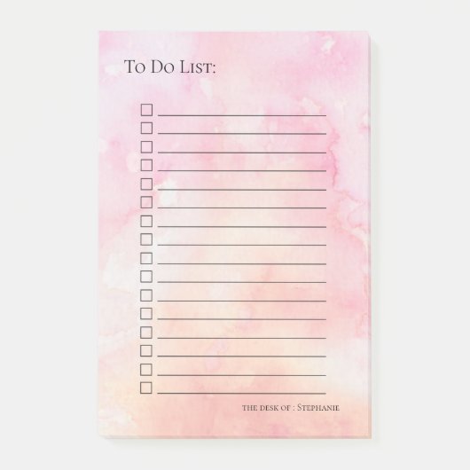 Waterverven voor roze en koraal Roos Post-it® Notes (Voorkant)