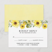 Waterverven voor zonnebloembruiloft RSVP Informatiekaartje (Voorkant / Achterkant)