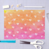 Waterverven witte harten op Paars en geel Tissuepapier (Craft)