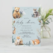 Waterverven | Woodland Winter Baby shower Kaart (Staand voorkant)