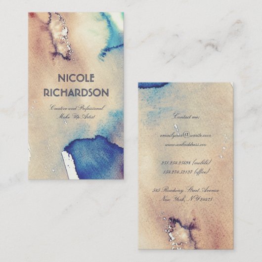  Waterverven, zeemacht en Blauwgroen Splashes Visitekaartje (Voorkant / Achterkant)