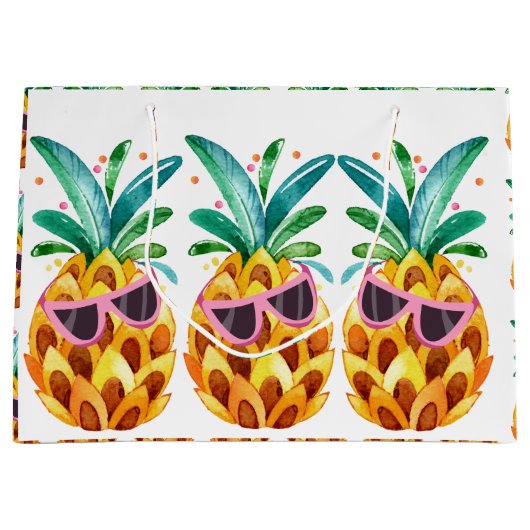 Waterverven zomerananas large cadeautasje (Voorkant)