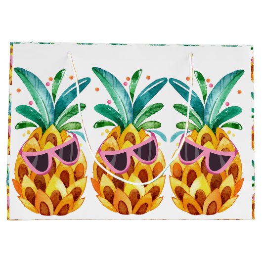 Waterverven zomerananas large cadeautasje (Achterkant)