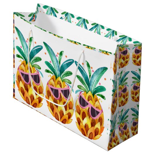 Waterverven zomerananas large cadeautasje (Voorkant Gekanteld)