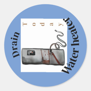 waterverwarmingstoestel voor afvoer vandaag herinn ronde sticker