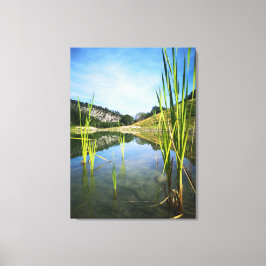 waterview en bergzicht op canvasprint canvas afdruk