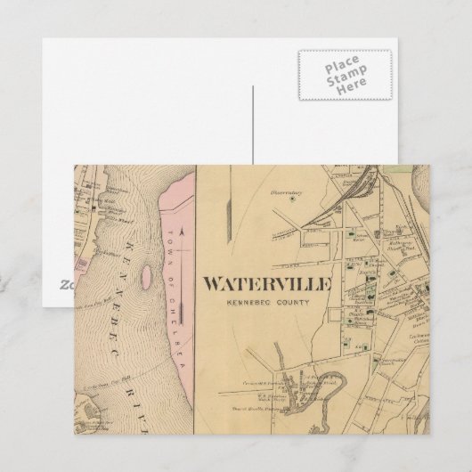 Waterville, Kennebec County Briefkaart (Voorkant / Achterkant)