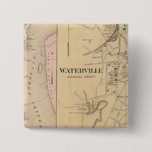 Waterville, Kennebec County Vierkante Button 5,1 Cm (Voorkant)