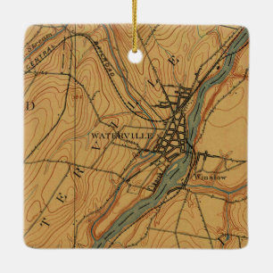 Waterville Maine Map 1894 Keramisch Ornament