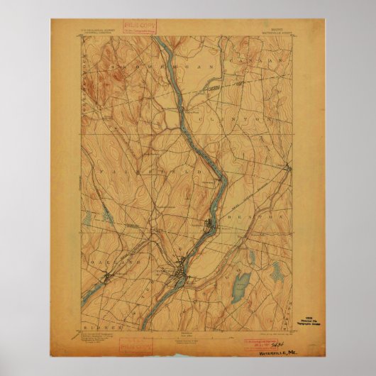 Waterville Maine Map Poster (Voorkant)
