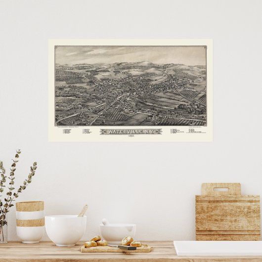 Waterville, NY Panoramic Map - 1885 Poster (Keuken)