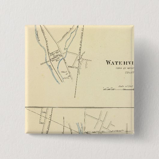 Waterville, S van Waterbury Vierkante Button 5,1 Cm (Voorkant)