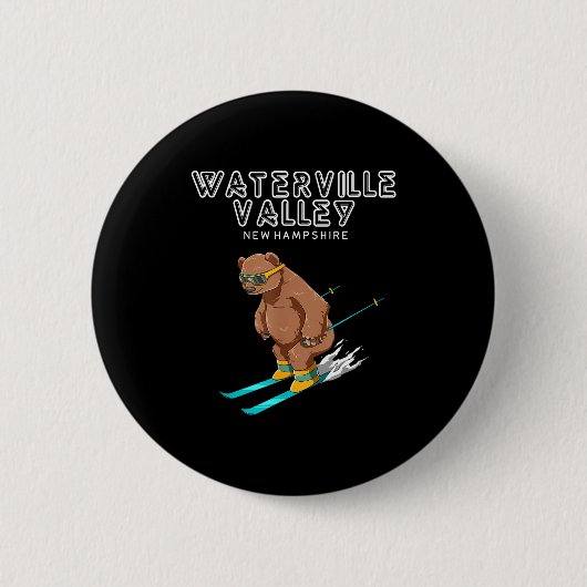 Waterville Valley New Hampshire - Funny Ski Grizzl Ronde Button 5,7 Cm (Voorkant)