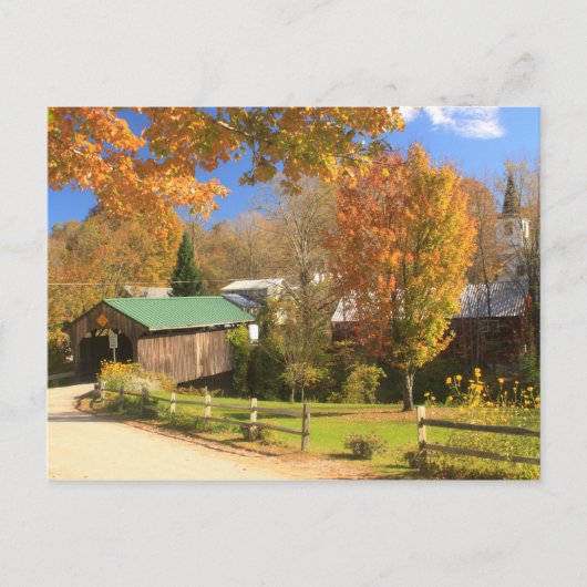 Waterville Vermont Covered Bridge en Village Briefkaart (Voorkant)