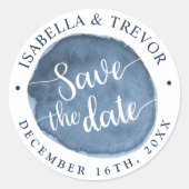 Watervlek op het meer | Aangepast | De datum opsla Ronde Sticker (Voorkant)