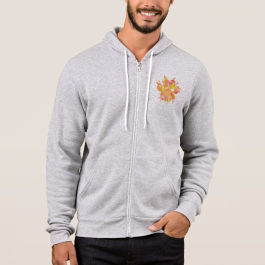 Watervlekken Hondenpootafdruk Hoodie (Voorkant)