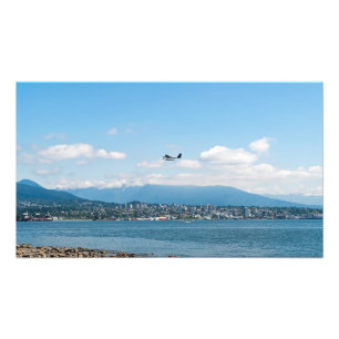 Watervliegtuig stijgt op over de baai van Vancouve Foto Afdruk