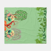 Watervogels Flamingo Couple Tree of Life Greenery Fleece Deken (Voorkant (Horizontaal))